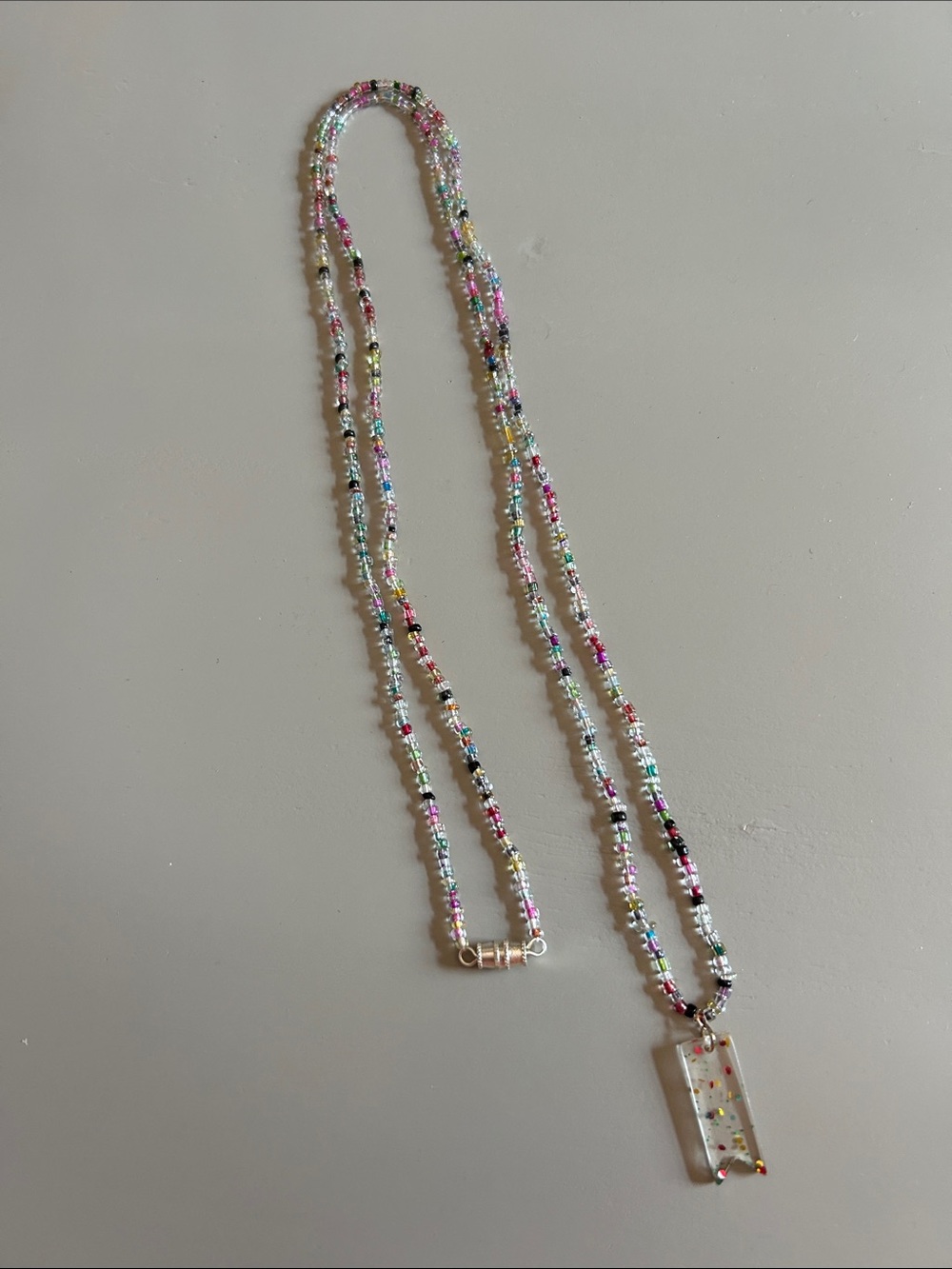 Handmade Confetti Style Beads Necklace with Matching Pendant